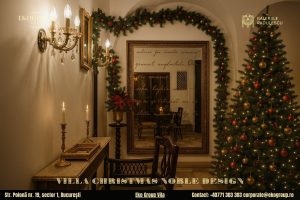Decoratiuni de Craciun în stil interbelic: eleganța nobiliară a Eko Group Vila în lumina Crăciunului anilor ’30